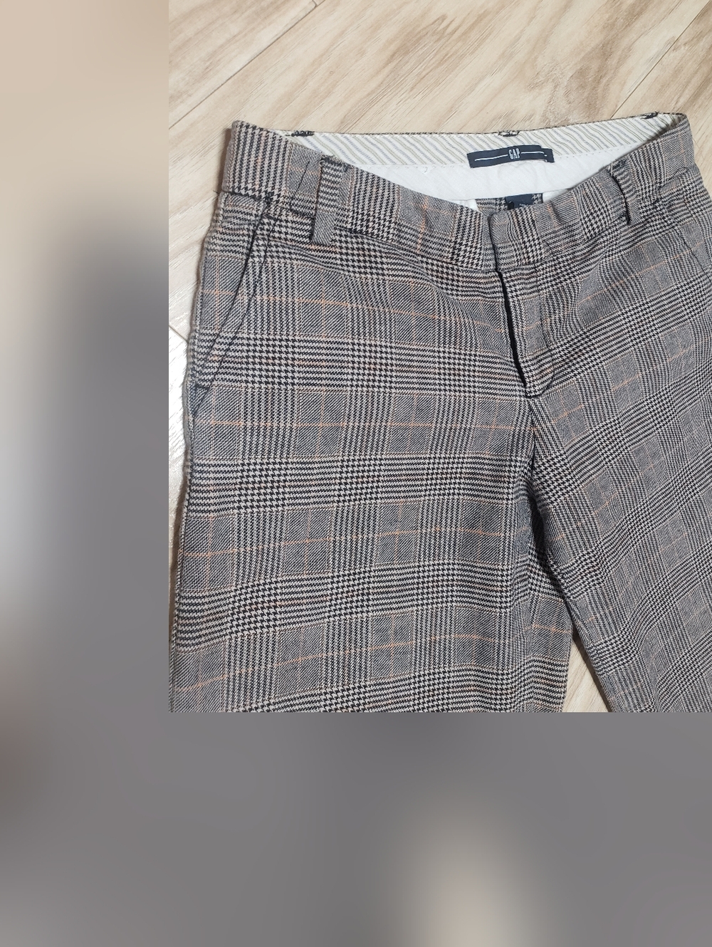 Gap Wide Leg Glen Plaid Pattern Classic Cuff Hem Career Office Trouser Relaxed 4 - Picture 3 of 4